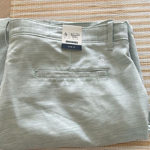 Penguin  GOLF SHORT,size 38, NWT Color Light Green/Blue (see photos) - Picture 4 of 9